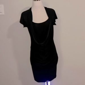 Cowlneck ruched dress